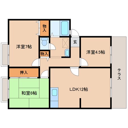 五位堂駅 バス8分  馬見中2丁目下車：停歩3分 1階の物件間取画像